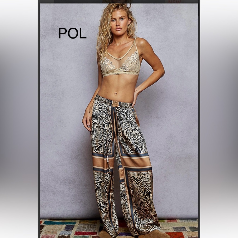BPB15-1🤎NEW! POL playful  elevated Zebra Print Wide-Leg Pants designed2stun!